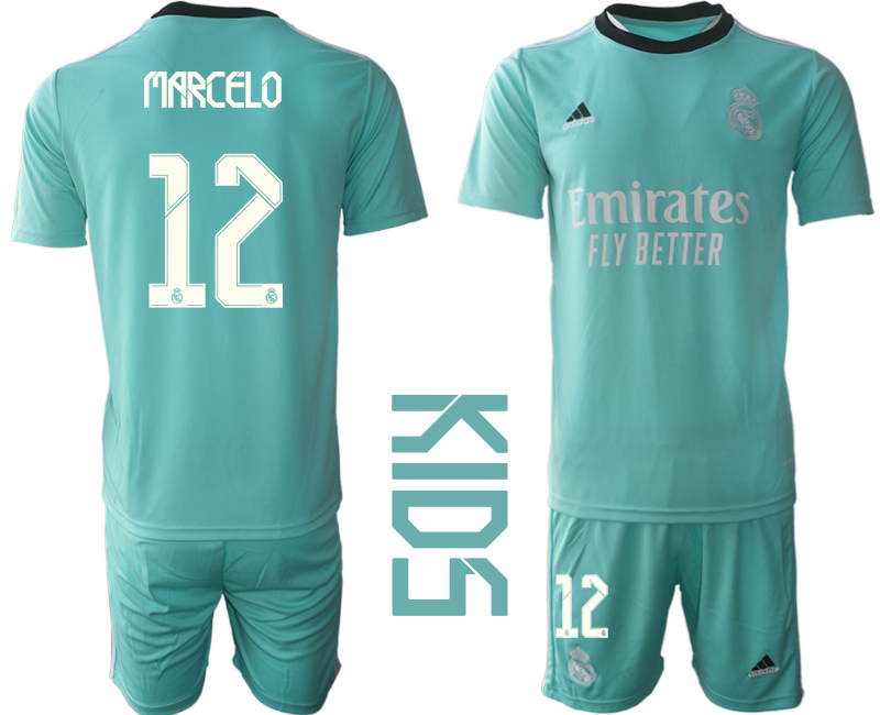 Youth 2021-2022 Club Real Madrid Second away blue #12 Soccer Jersey